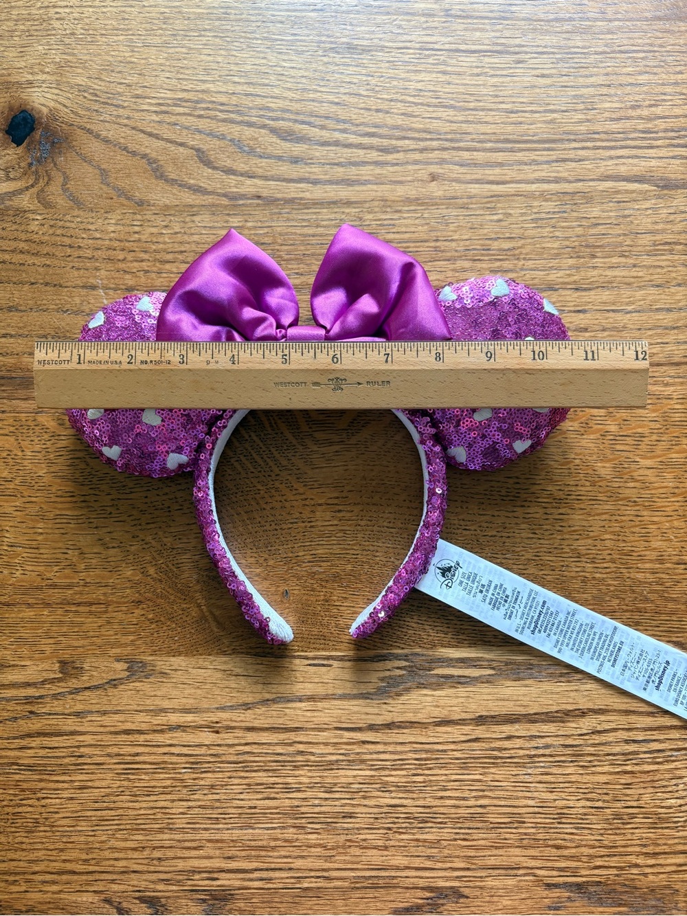 2022 Hot Pink/magenta Heart and Sequin Disney Minnie Mouse Ears - Picture 8 of 10